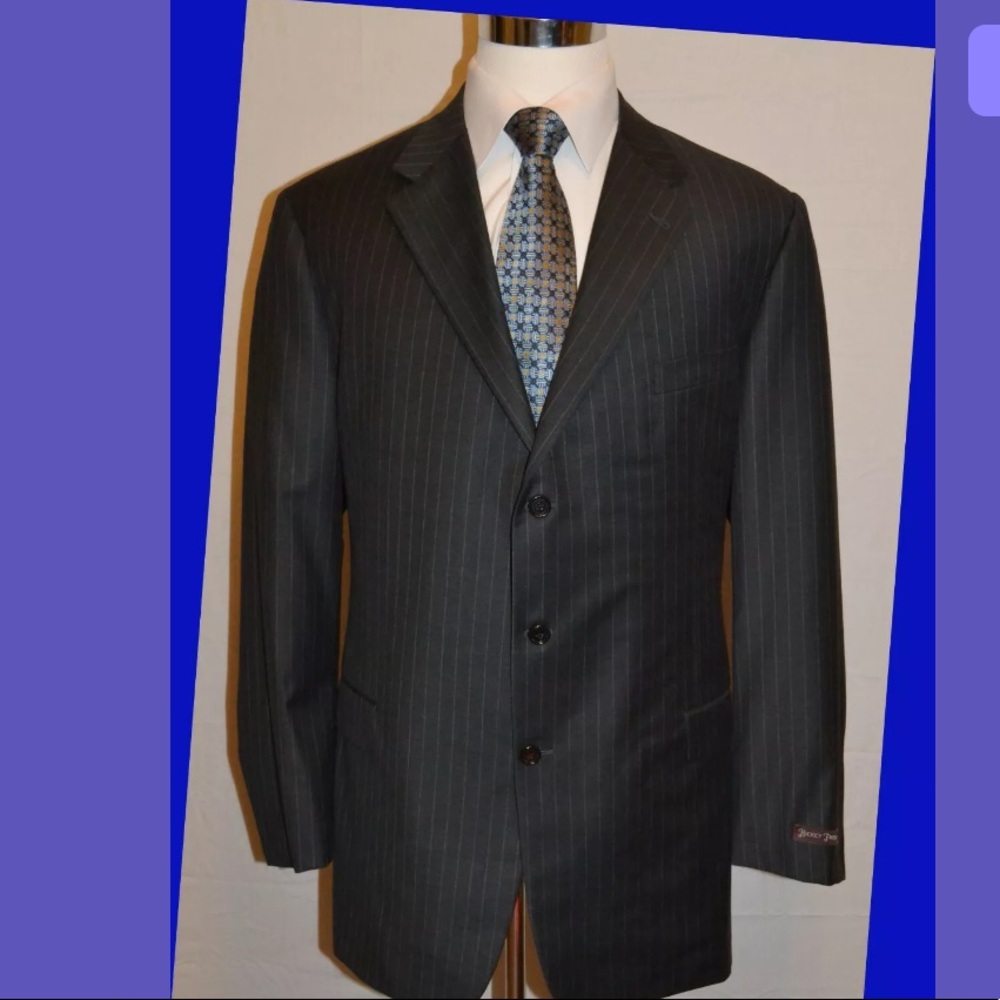 Hickey Freeman Madison LORO PIANO WOOL Suit 48 Lng